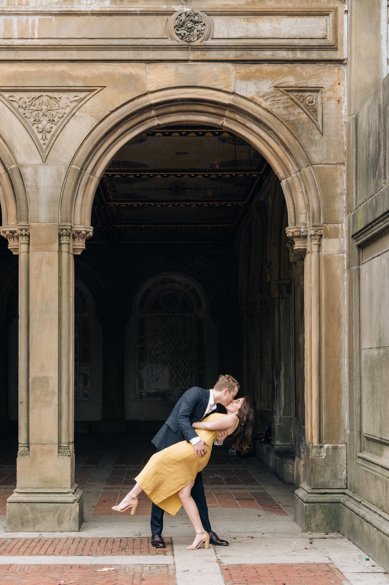Couple at the Bethesda Terrace Arcade in Central Park
