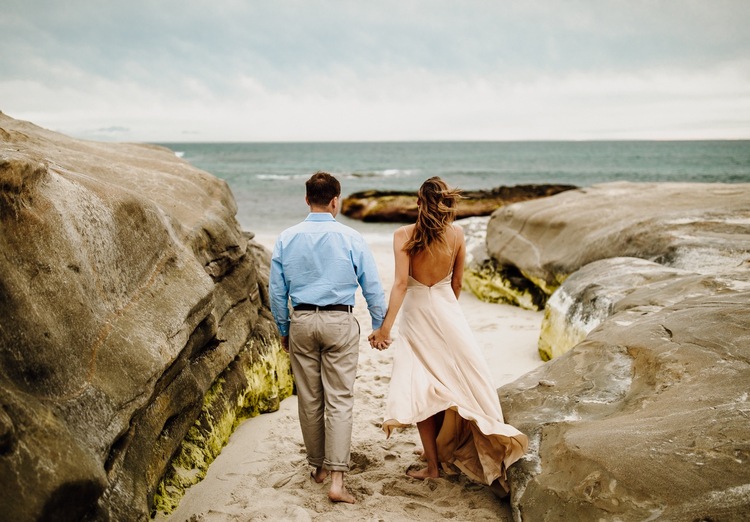 Windy Windansea Beach Engagement Aubrey Oothout