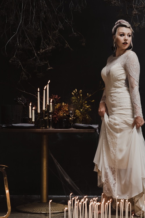 elegant halloween wedding dress Elegant Rosetta Maxi Dress - Black main image 0