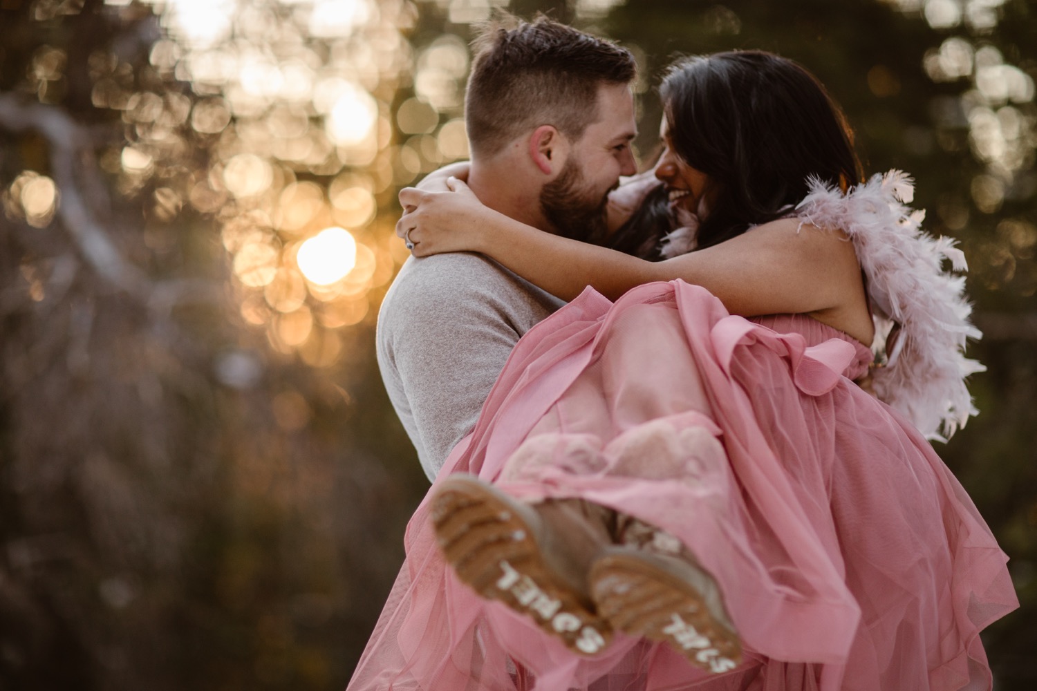 An Epic Pink Dress For This Boho Adventure Winter Engagement Adventure Call it the Magic of Colorado, Dreamy Winter Wonderland Adventure in Rocky Mountains | Justyna E Butler Photography | Cinematic & Emotive Wedding, Elopements and Engagements for Non Traditional Couples