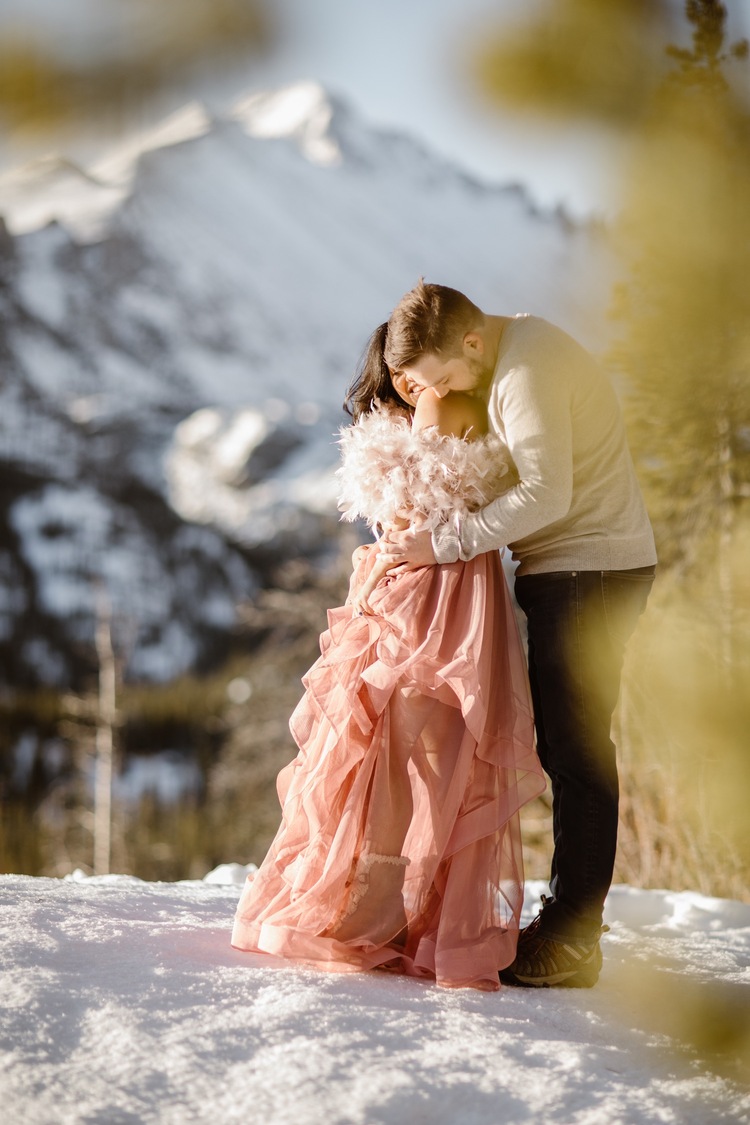 An Epic Pink Dress For This Boho Adventure Winter Engagement Adventure