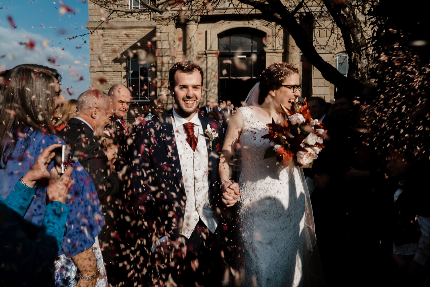 Huddersfield Wedding Photographers Oakes Baptist Church Yorkshire Bride Groom Confetti