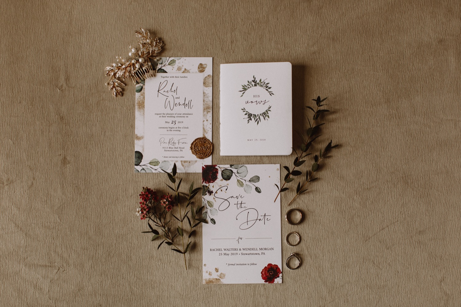 Wedding invitations with flowers