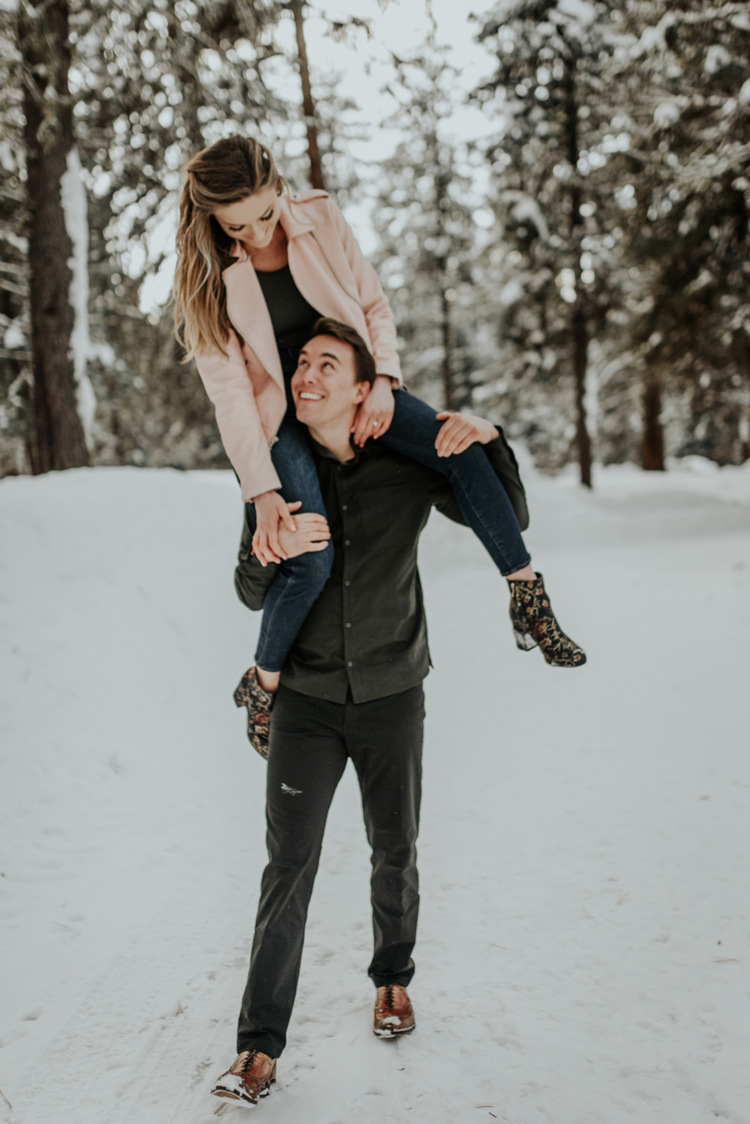 Megan & Connor // Glam Winter Engagement Session // McCall Wedding  Photographer - maggie grace photography