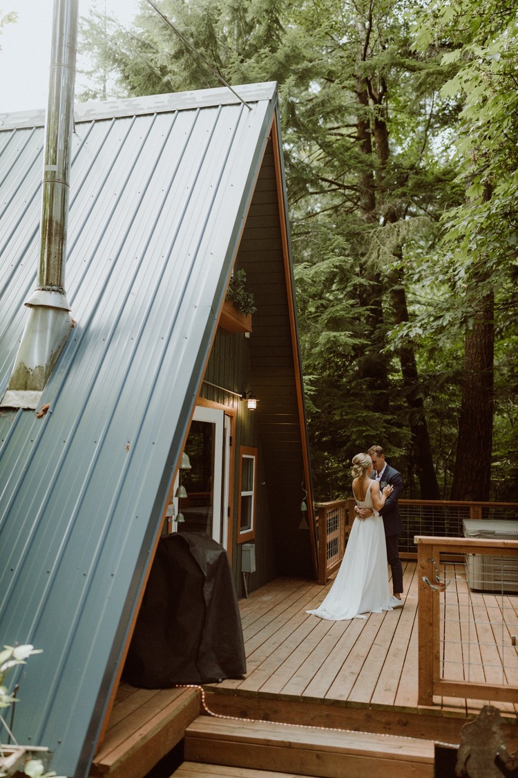 Intimate A-Frame Cabin Wedding at Mount Rainier - Between the Pine