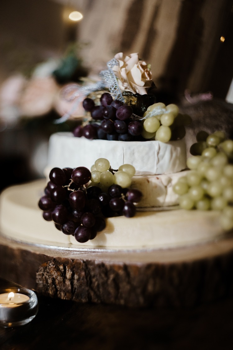 Appletreewick Cruck Barn Wedding Cheese Cake Grapes