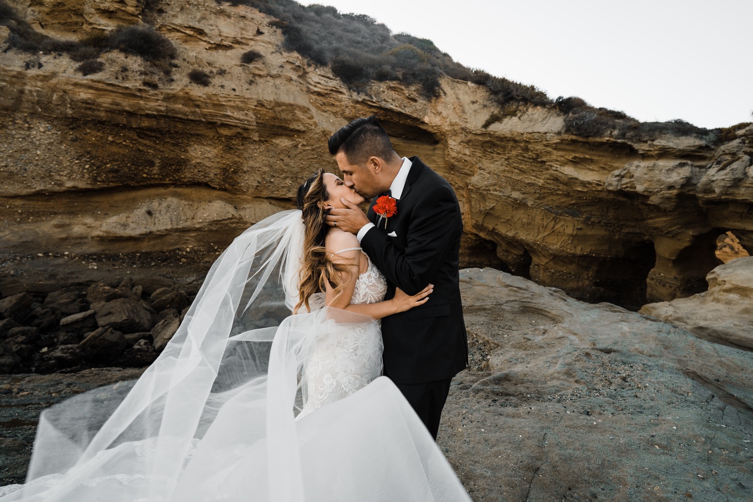 beach wedding dress with veil Open V Back Long Train Thin Straps Beach Wedding Dress main image 0