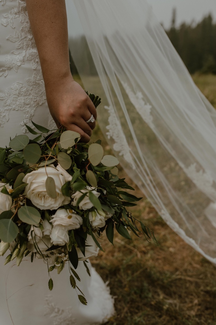 florals for a mountain elopement during wildfire season in Banff Alberta