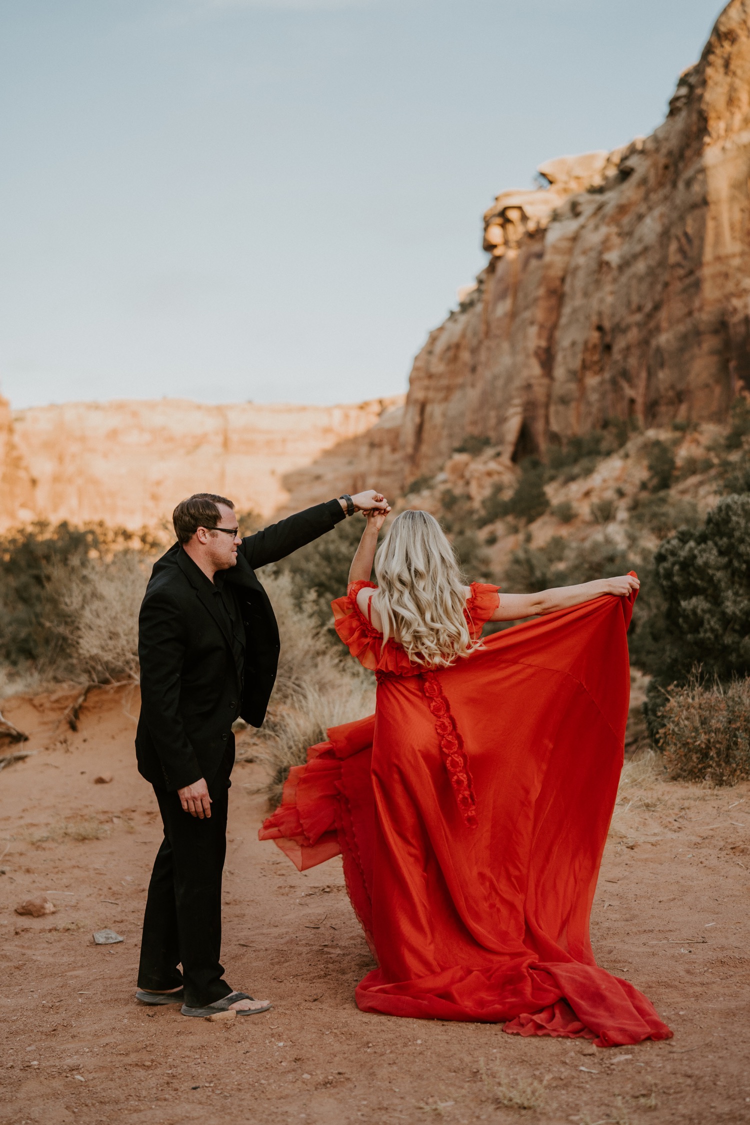 Moab Engagement Session With A Red Dress To Die For! | Basecamp Visual