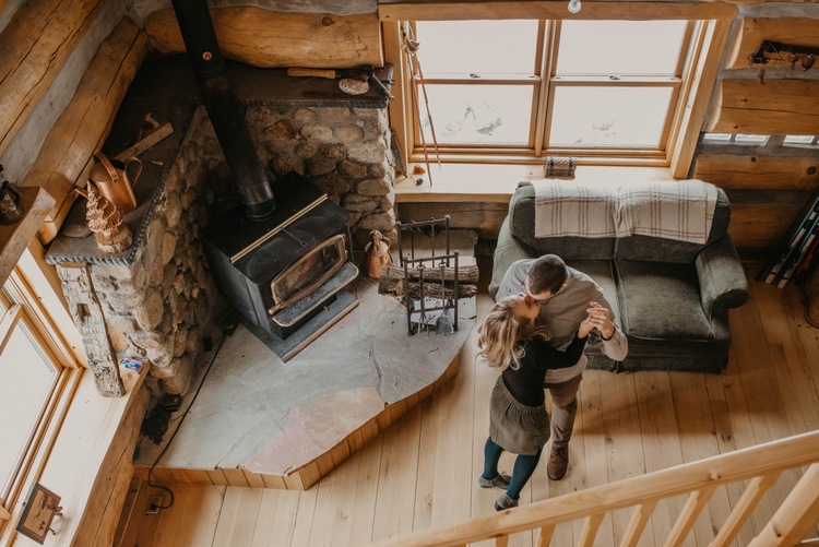 Cozy Log Cabin Engagement Session In The Finger Lakes Ny