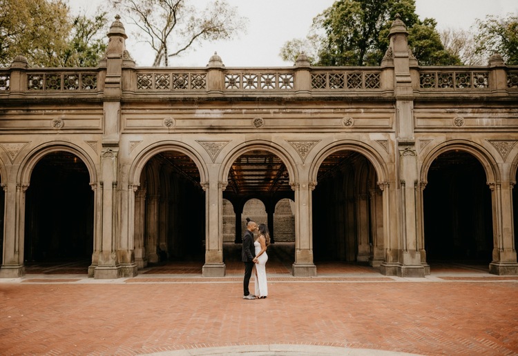 Marriage Proposal at Bethesda Terrace in Central Park.