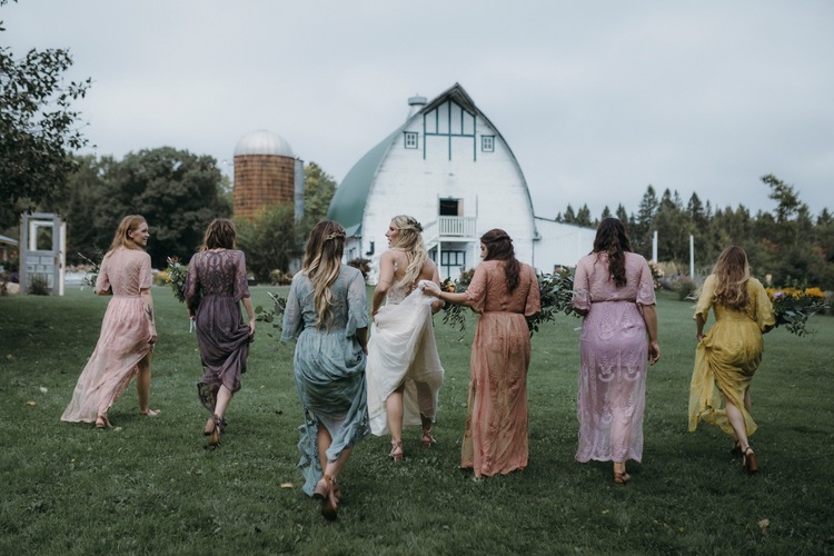 hippie boho bridesmaid dresses Olive Green Shiny Elastic Satin High Low Slit Bridesmaid Dresses, CB02   clover sew