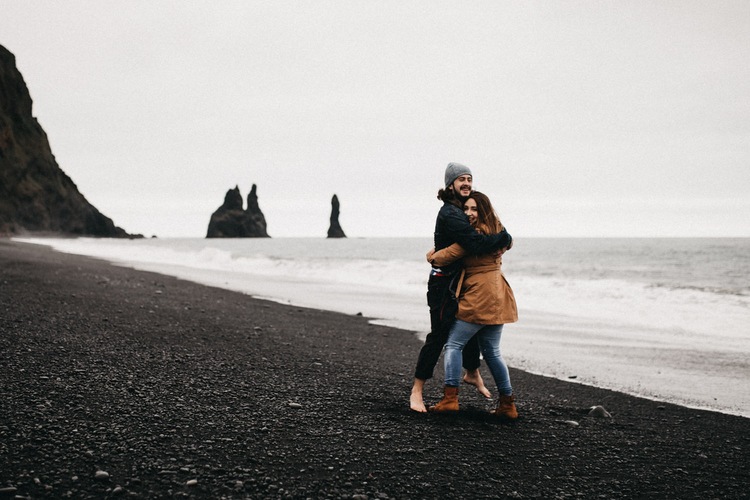 Couples Session at Black Sand Beach in Iceland | Silk & Thorn